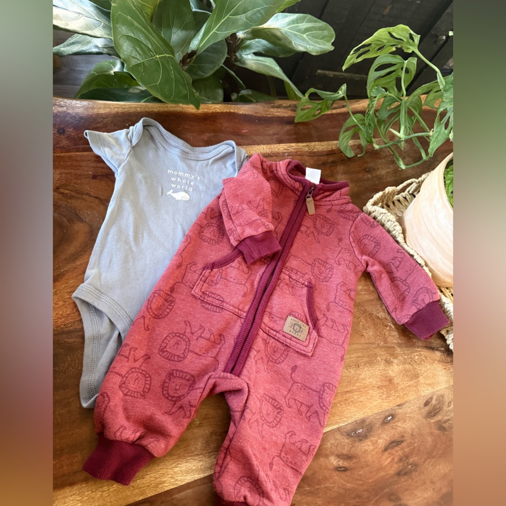 Carter's Maroon Lion Print Baby Onesie